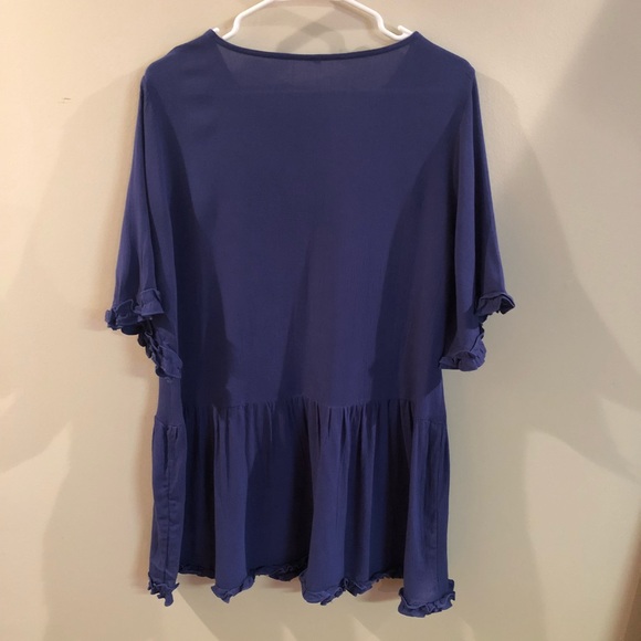 Navy Ruffle Mini Dress - Picture 4 of 6